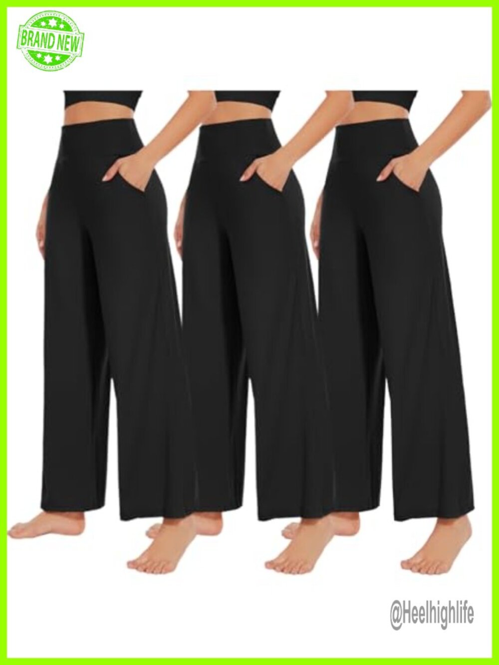 NEW YOUNG 3 Pack Women's Wide Leg Pants with Pockets High Waist Loose Sweatpants